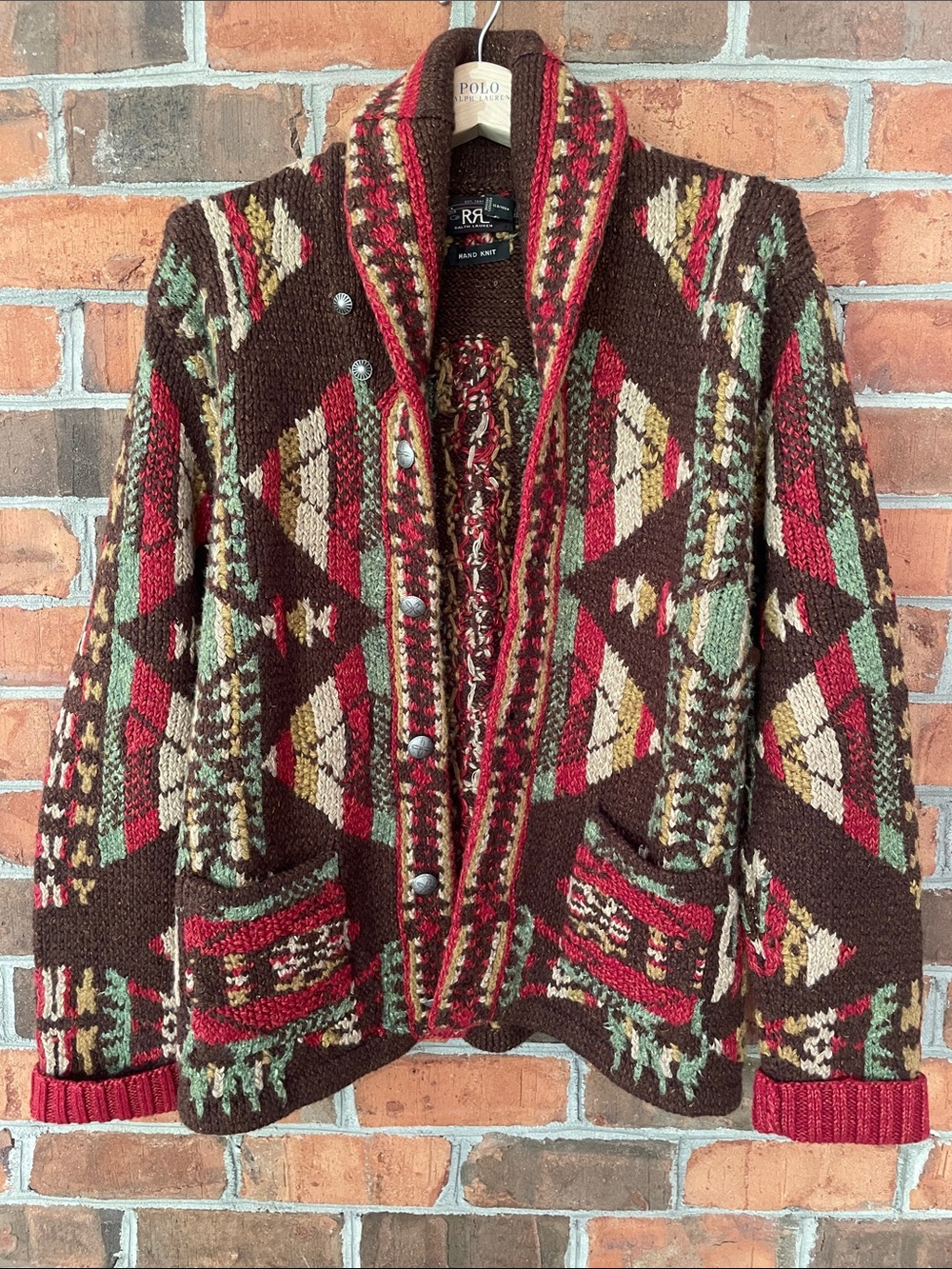 $1600 RRL Hand knit southwest cardigan